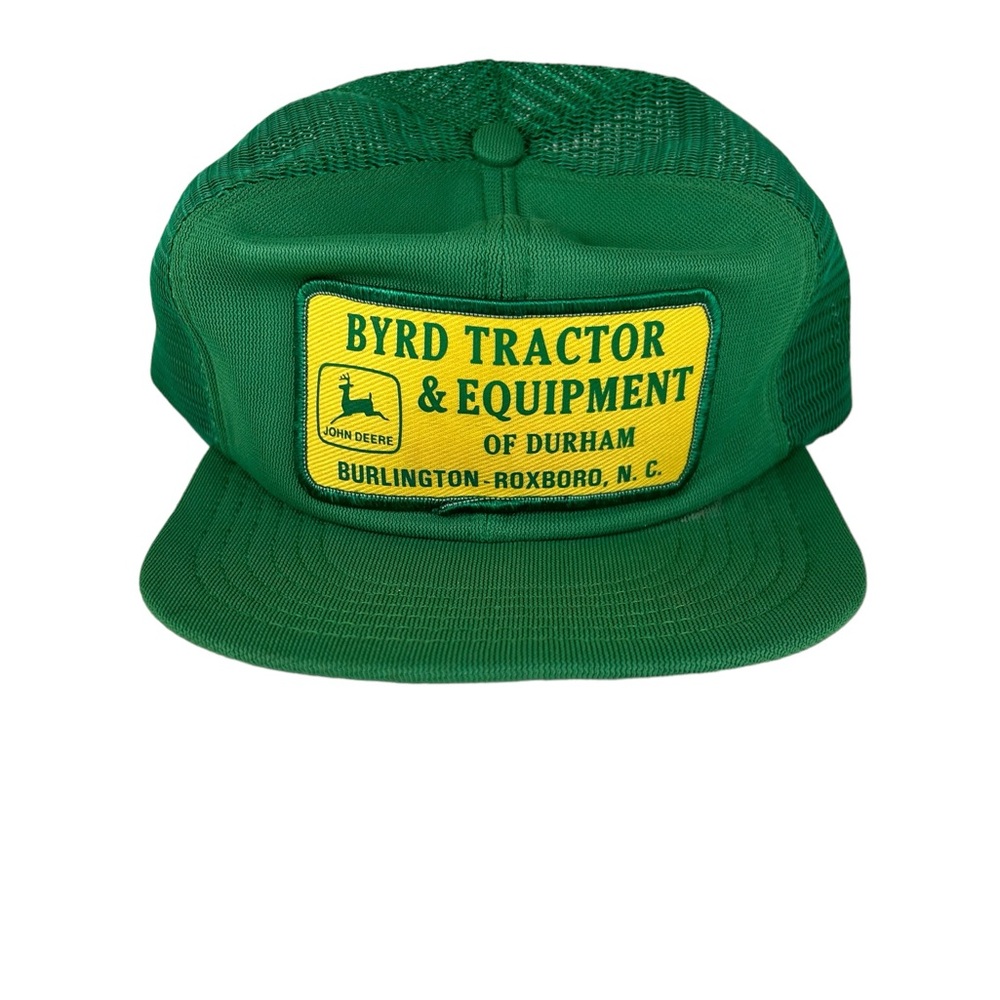 Vintage John Deere Byrd Tractor and Equipment Durham, NC  Mesh Trucker Hat Green